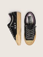 Women's Super-Star LAB in black laminated suede and nylon with raised star and laces with crystals - Image 3