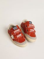 Junior Old School in orange nappa with white star and cream-colored leather heel tab - Image 2