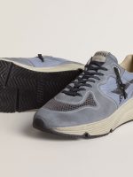 Men's Running Sole in light blue nylon and nubuck with black star - Image 3
