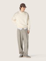 Unisex sweatshirt in white cotton with embroidered crystals - Image 3