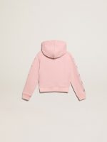 Pink sweatshirt with hood and silver glitter stars - Image 5
