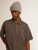 Men's cotton polo shirt in anthracite gray with embroidery - Image 6
