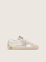 Young Super-Star in white and powder-pink leather with silver glitter star