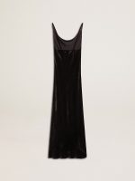 Women's black velvet-effect slip dress - Image 6