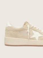 Women's Ball Star in beige suede with white leather star and heel tab - Image 5