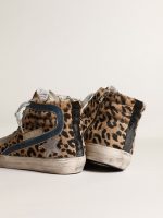 Women's Slide in leopard print pony skin with silver leather star - Image 5