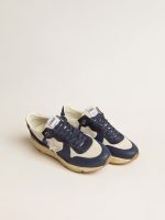 Running Sole in cream mesh and blue leather with a white leather star - Image 2