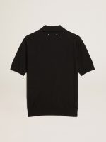 Women's polo shirt in black merino wool - Image 6