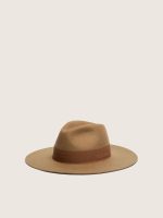 Beige fedora hat with ribbon strap and silver star - Image 2