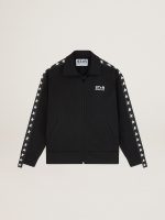 Women's black zipped sweatshirt with white stars