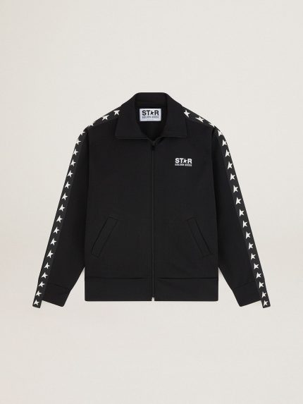 Women's black zipped sweatshirt with white stars