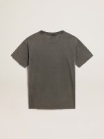 Women's gray T-shirt dress with distressed treatment - Image 5