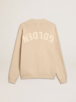 Men's beige crew neck sweater with 'Golden' lettering on the back - Image 2