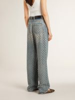 Women's washed jeans with all-over eyelets - Image 4