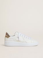 Women's Purestar with white leather star and brown crystal heel tab
