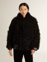 Women's black shearling jacket - Image 2