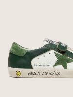 Young Old School in white leather with green suede star and green leather inserts - Image 5