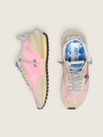 Women's Marathon in pink nylon and beige suede with black printed star - Image 3