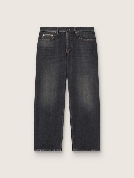 Men's stonewashed-effect black jeans