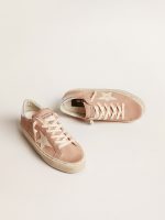 Women's Hi Star in pink suede with cream star and silver leather heel tab - Image 2