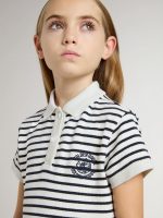 Girls' midi dress in striped cotton blend with embroidery - Image 5