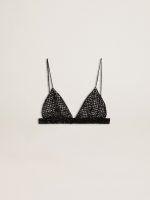 Women's black crochet top with crystals