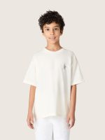Kids' white cotton T-shirt with silver print - Image 5