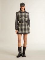 Women's dark gray wool-blend shirt dress - Image 3