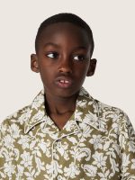 Journey boys' shirt in cotton canvas with a green and white floral print - Image 4