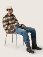 Men's high Biker boots in black leather with strap and silver-colored buckle - Image 4