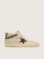 Women's Mid Star in pearl suede with burgundy leather star and pearl and embroidery inserts