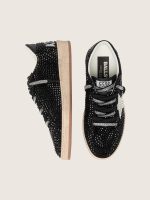 Ball Star in black suede with white star and Swarovski crystals - Image 4