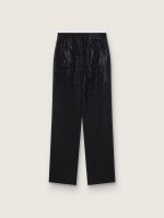 Women's cotton denim pants with shaded-effect crystal decoration - Image 2