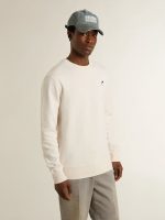 Men's white cotton sweatshirt with print on the back - Image 2