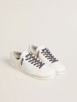 Gray and black animal-print laces with contrasting gold logo - Image 3