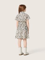 Journey girls' dress in white cotton canvas with green floral print - Image 7