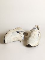 Running Sole in white leather and mesh with blue laminated leather star - Image 2