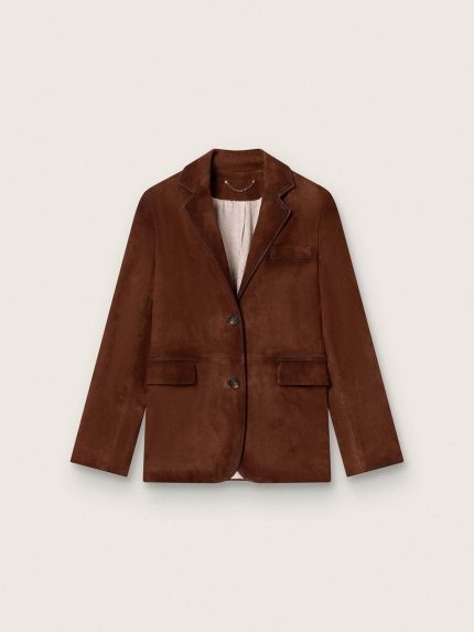 Women's jacket in brown waxed suede