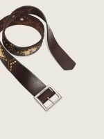 Women's Sierra belt in mahogany leather with decorative studs - Image 4