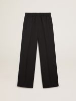 Women's sweatpants in dark blue wool gabardine