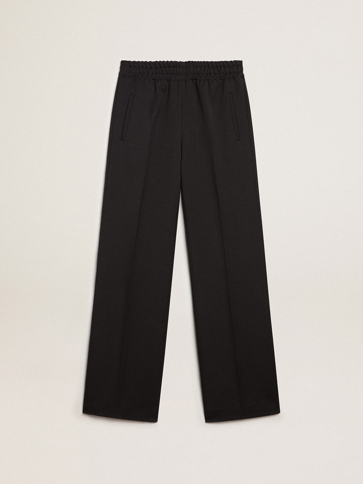 07d13e92b8fb927780ce9b7e0162f1cafdfb8ce3ab7f147b6025b9900681ae14 Women's sweatpants in dark blue wool gabardine - Image 1