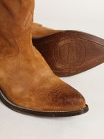 Women's low boots in tobacco-colored suede with inlay star - Image 4