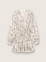 Women's cotton mini-dress with black and white floral print