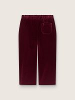 Girls' burgundy velvet-effect pants with rear pocket - Image 2