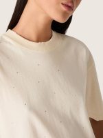 Star unisex T-shirt in white cotton with all-over gradient crystals and print on the back - Image 4