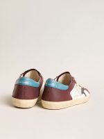 Men's Super-Star in crackle leather with brown star and teal heel tab - Image 4