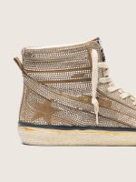 Women's Slide LAB sneakers in tobacco-colored suede with crystals and tobacco-colored suede star - Image 4