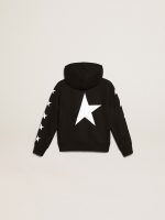 Boys' hooded sweatshirt in black with contrasting white stars - Image 5