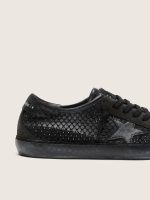 Women's Super-Star LTD in perforated black suede with black star and crystals - Image 4