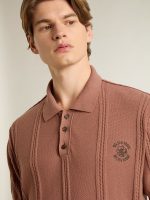 Men's brick-colored polo with embroidered logo. - Image 5